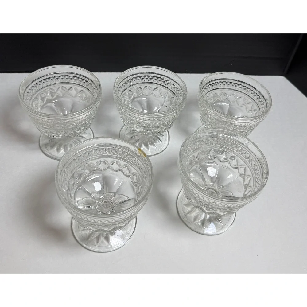 5 VTG Anchor Hocking Wexford Champagne/ Tall Sherbet Glass MCM Retro
